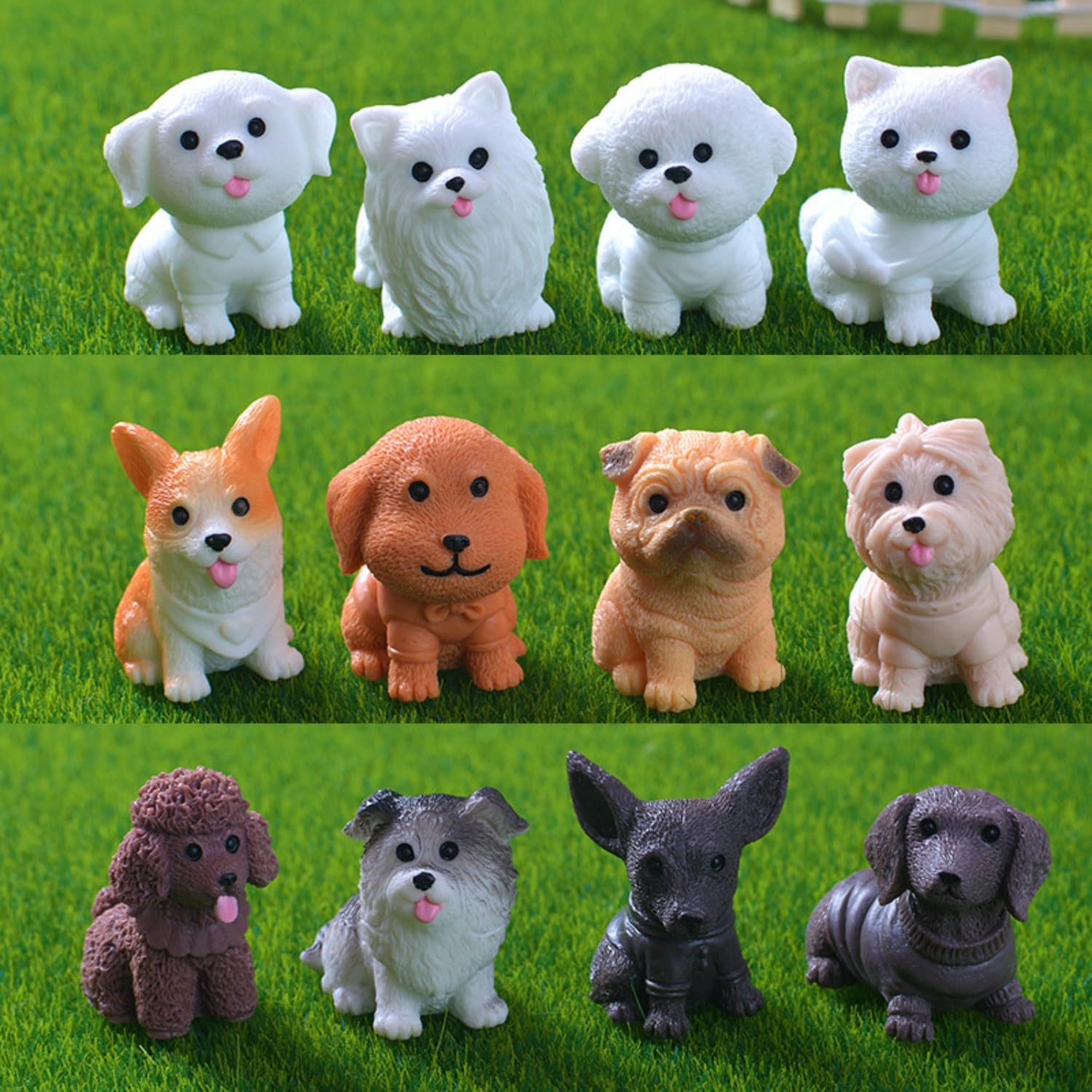 12-teiliges Feengarten-Zubehör – Miniatur-Hundefiguren Aus Harz, Ca. 2-3 Cm, Für Deko & DIY