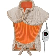 GOTCOZY Wearable Heating Pad for Back Pain Relief, 26"x35" Electric Heat Pad with Neck and Shoulder，6 Heat Settings &amp; 1-3H Auto Shut Off, Machine Washable, Gifts for Women, Men, Mom, Dad (Tan)