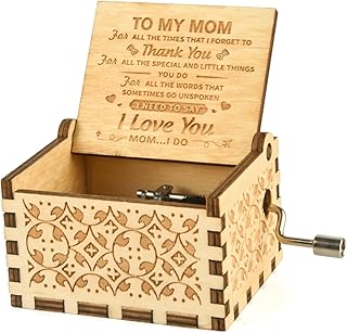 UNIQLED You are My Sunshine Music Box, Son Daughter Gifts for Mom, Personalized Laser Engraved Vintage Design Wooden Music Boxes, Mothers Day Birthday Mom Gifts from Daughter Son