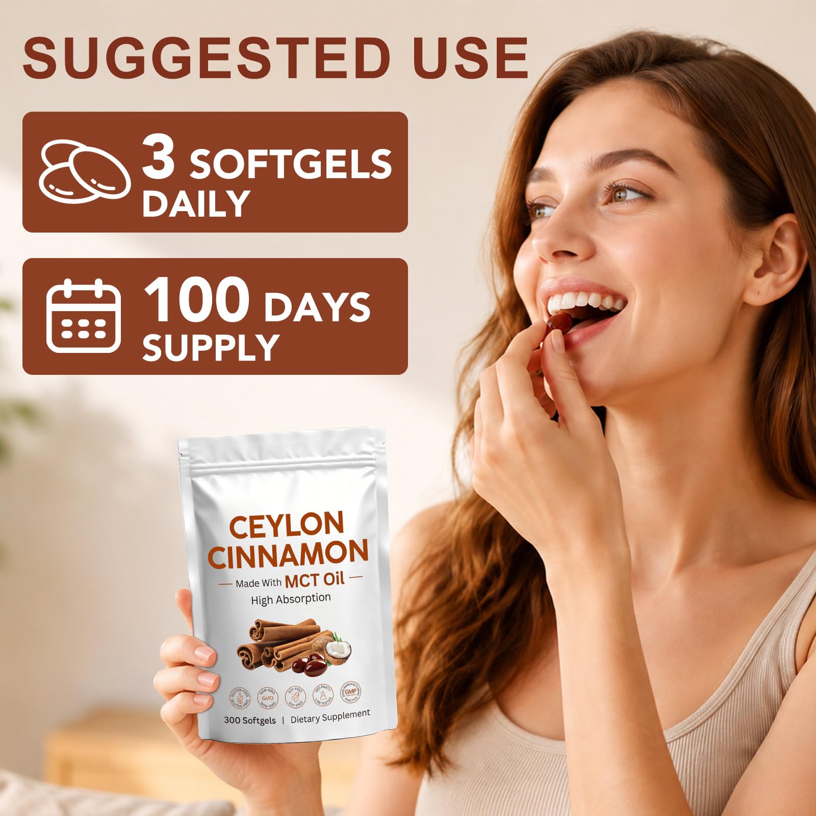 Ceylon Cinnamon with MCT Oil, 300 Softgels, Highly Bioavailable, Non-GMO — Amazon image 7