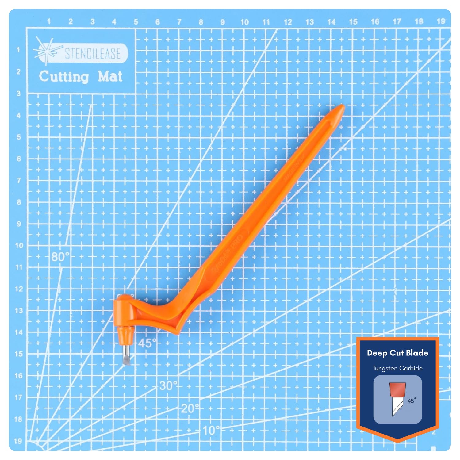 PRO Craft Cutting Tool with 45˚ Deep Cut Tungsten Carbide Blade - Crafting Knife with Rotating Blade for Midweight Materials, Precision Curves and Corners for Crafting & Stencils