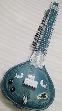 Sitar. Classic Indigo Polish Indian Carved Cedar Acoustic Electric Niladri Kumar Style