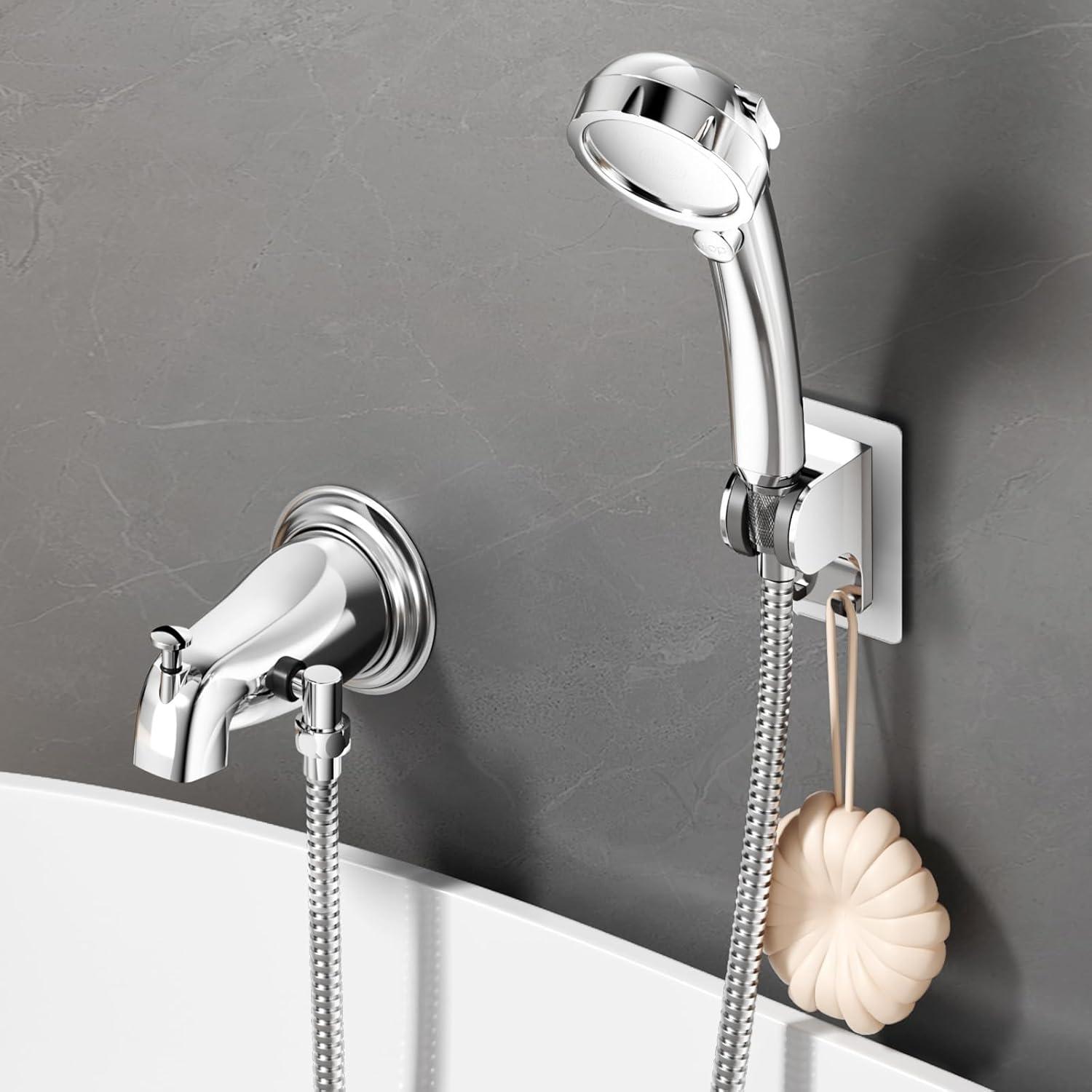 Bathtub Faucet with Handheld Sprayer, Shower Attachment for Tub Faucet, All Metal Bath Tub Spout with Shower Diverter, High Pressure 3+1 Settings Hand Held Showerhand (Chrome)