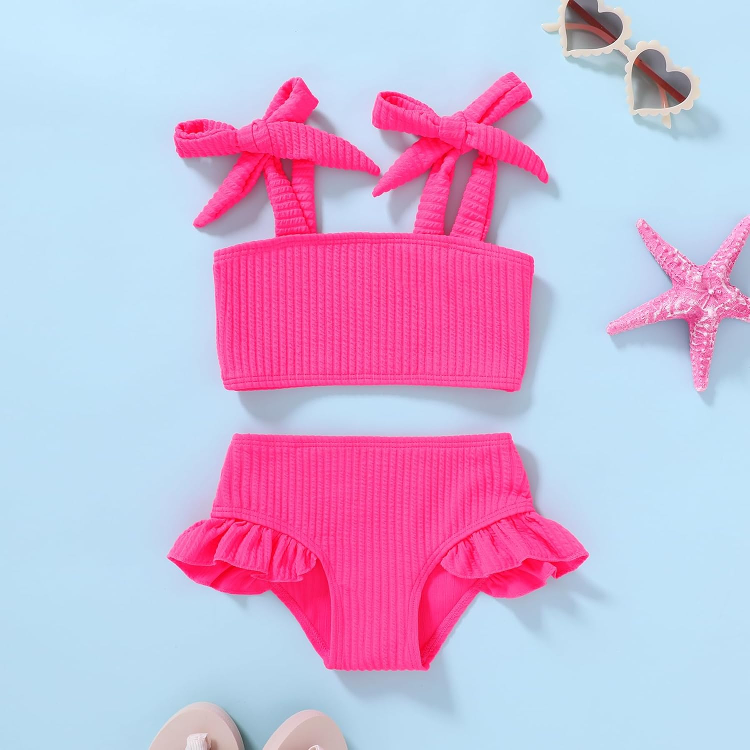 YOUNGER TREE Toddler Girls Two Pieces Swimsuit Color Block Stripe Swimwear Summer Beach Bathing Suit 18M-5T - Image 3