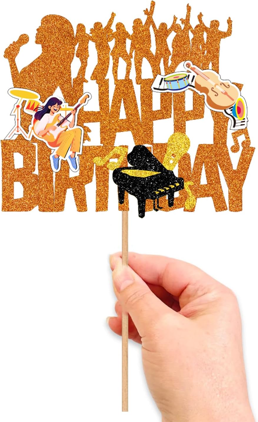Music Singer cake topper Singer Swift Happy Birthday Cake Topper Microphone Piano Party Decoration for Birthday Party Decorations Pop Music Theme Party Baby Shower Supplies image 5