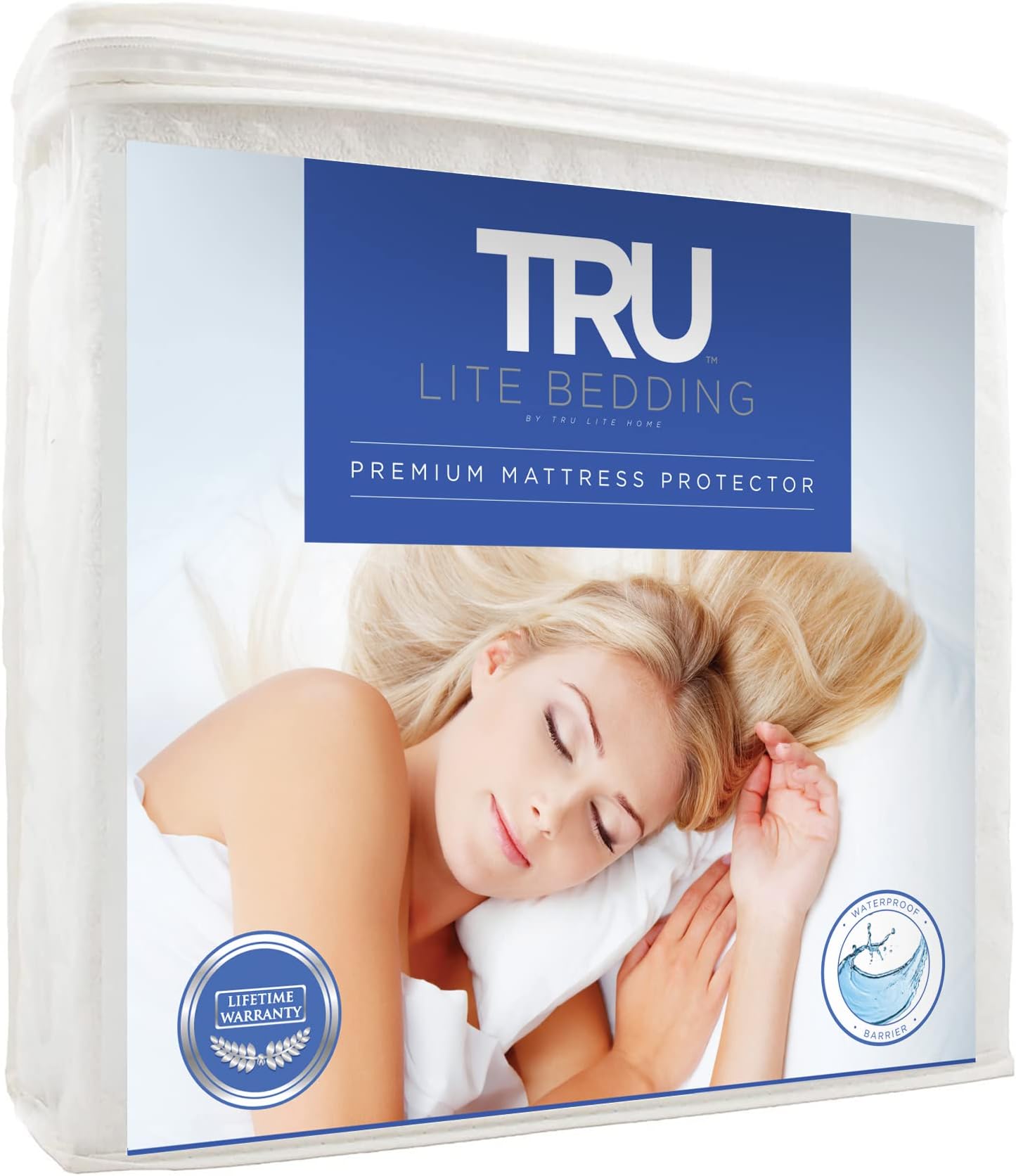 TRU Lite Bedding Queen Waterproof Mattress Protector - Safe & Clean Mattress Cover - Premium Cotton Terry Bed Protector - Protects from Dirt, Stains, Odors