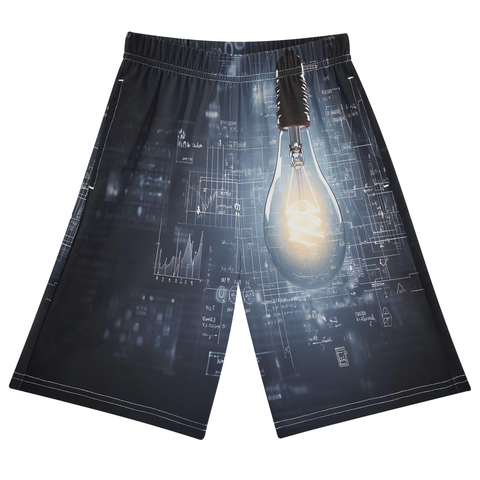 ALAZA Formula Light Bulb Blackboard Boys Athletic Shorts Kids with Pockets Shorts for boy Girl Size 6-8 Years Multicolor