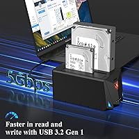 Vista 2 de FIDECO Estación de acoplamiento USB 3.2 Gen 1 a disco duro, base de disco duro para 2.5 o 3.5 pulgadas SATA I/II/III HDD SSD con duplicador de disco
