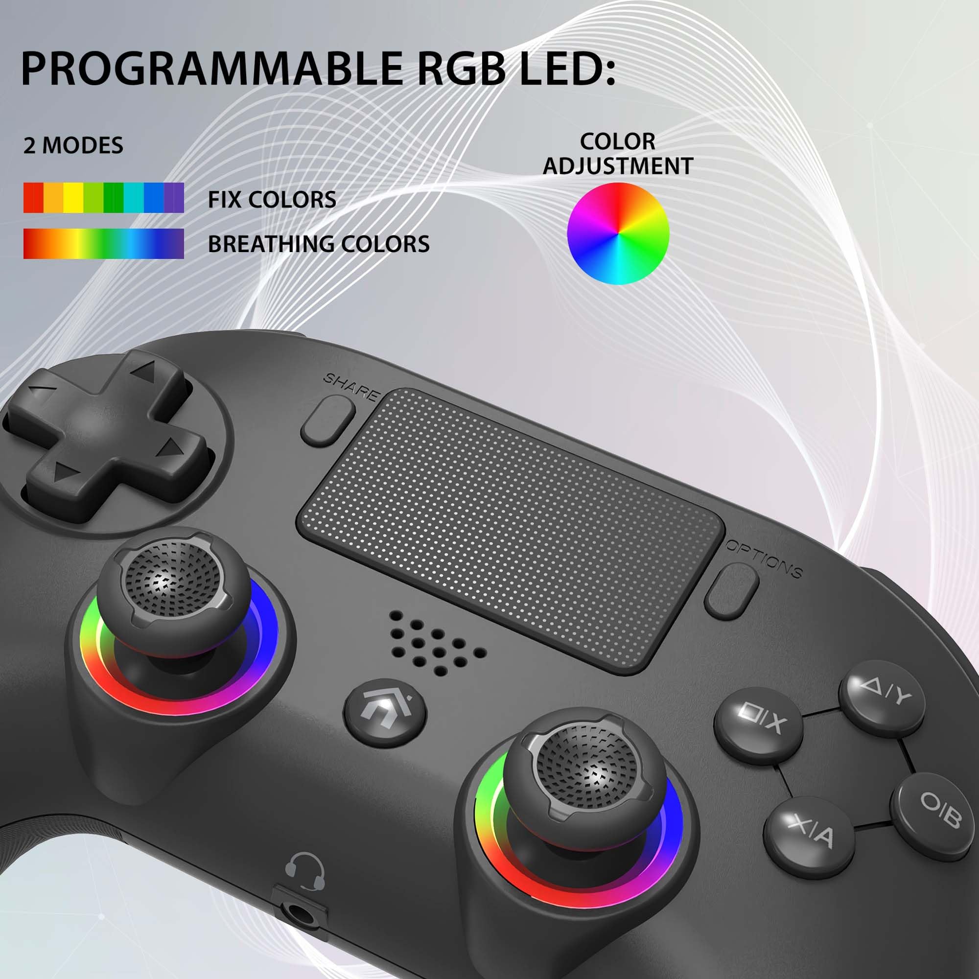 SUBSONIC Wireless Controller for PS4 Playstation 4 Bluetooth with LED Vibration Headphone Jack Black