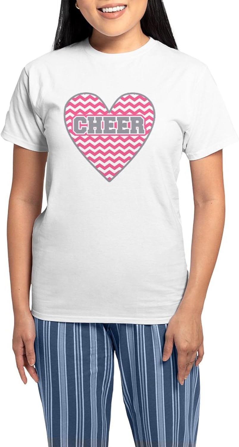 CafePress Cheer Heart Women's Light Pajamas Women's Novelty Cotton Pajama Set, Comfortable PJ Sleepwear