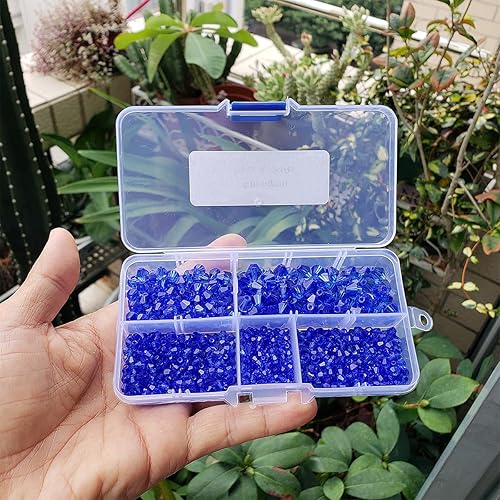 Miniatura 4 de Chengmu Cuentas de vidrio azul bicona de 0.3 a 0.3 pulgadas para hacer joyas, 750 cuentas espaciadoras critales, surtidos, accesorios para pulsera,