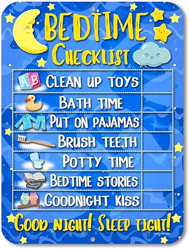 Miniatura 7 de Honey Dew Gifts Lista de verificación de la hora de acostarse - Tabla de recompensas de estrellas de rutina para niños y autismo, calendario de