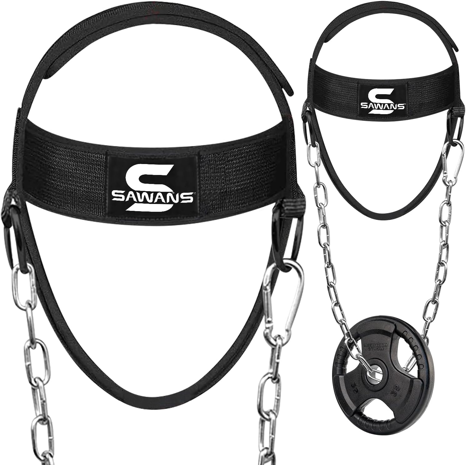 SAWANS Nackentrainer Neck Harness für Kraftsport Nackenstrecker Gewichthebergürtel Kopftrainer Männer Hals Rückenschmerzen Verstellbares Kopfgeschirr Fitness, Bodybuilding, Krafttraining