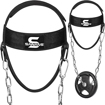 SAWANS Neck Trainer Harness for Weight Sports - Neck Stretcher & Head Trainer - Adjustable, Fitness & Bodybuilding
