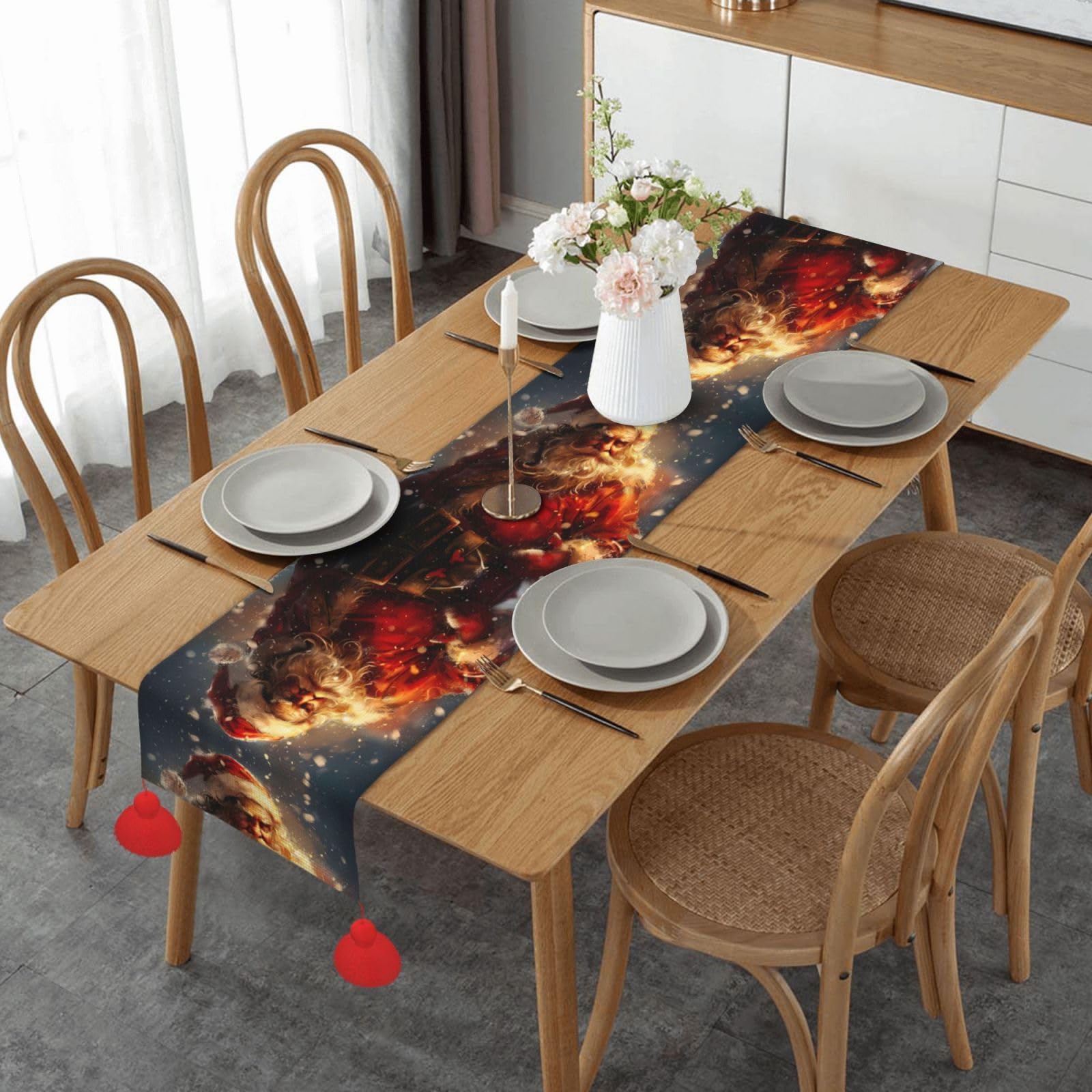 Chemin de table Père Noël imprimé pour salle à manger