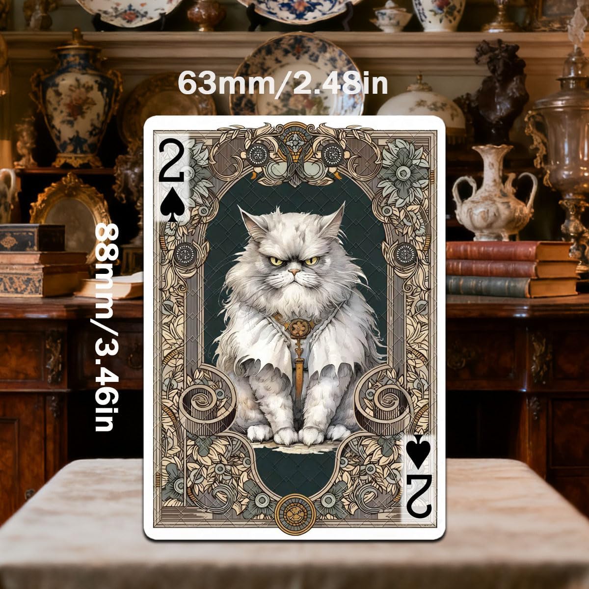 Victorian Style Cat Themed Playing Cards, Exquisite Detail Design, High-End Playing Card, International Standard Size, Each with A Unique Designed Illustration, Double-Sided Non-Slip Texture