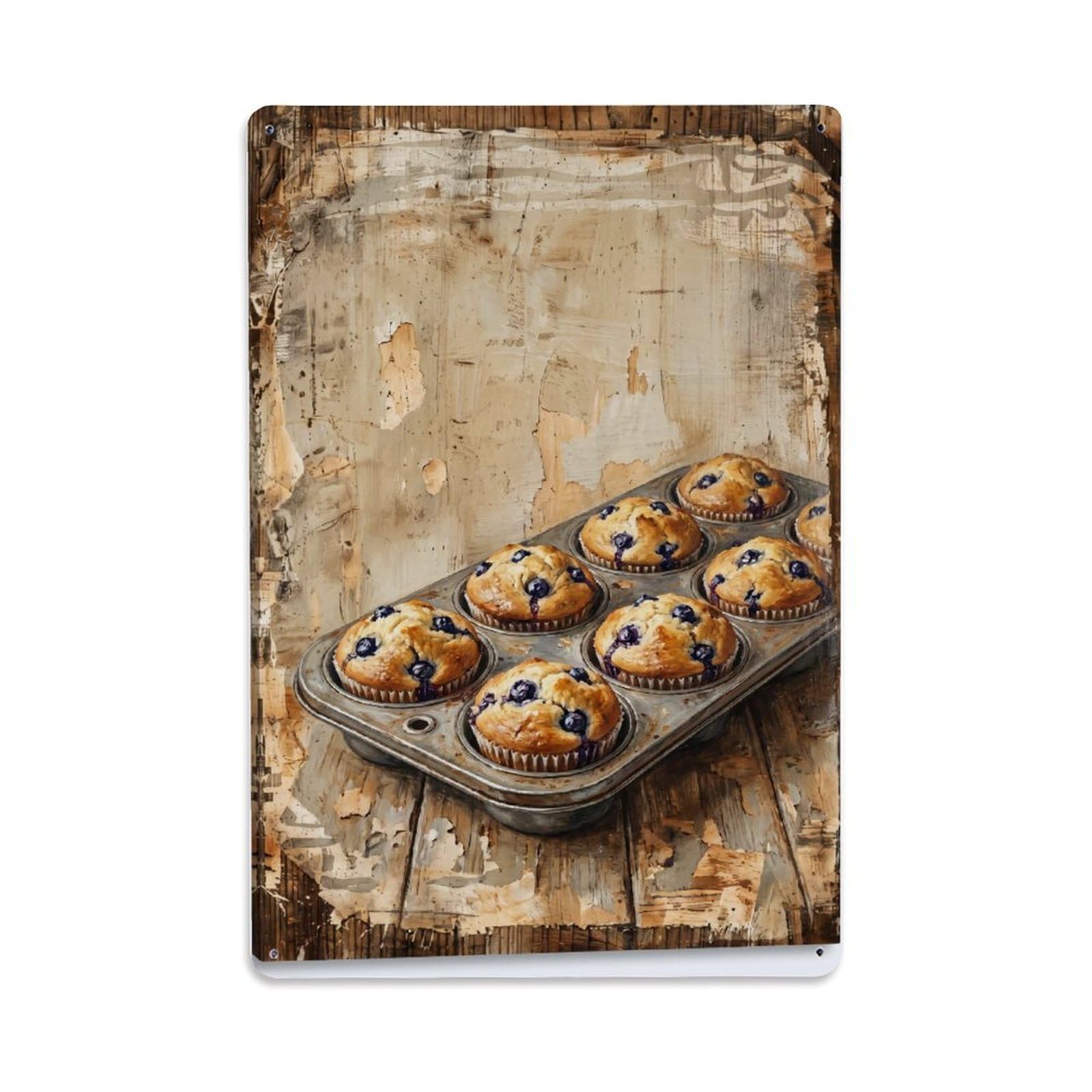 Country Kitchen Muffin Tin Baking Countryside Home Metal Tin Sign Plaque Wall Decor for Cafe, Club Bar, Office, Home Garden Metal Poster 8x12Inch