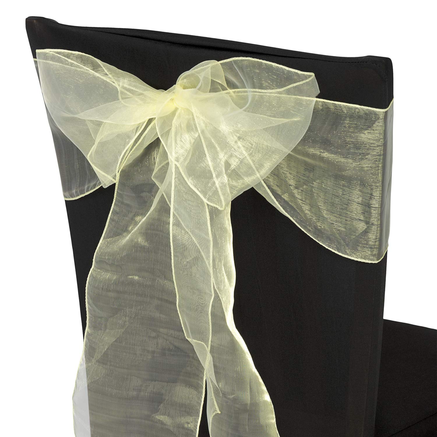 Covering All Occasions Lemon 10Pcs Of Organza Chair Sashes, Fuller Wider Sash, Chair Cover Bows For Wedding Anniversary Reception Christmas Party Events Birthday Décor | 23 Colours |