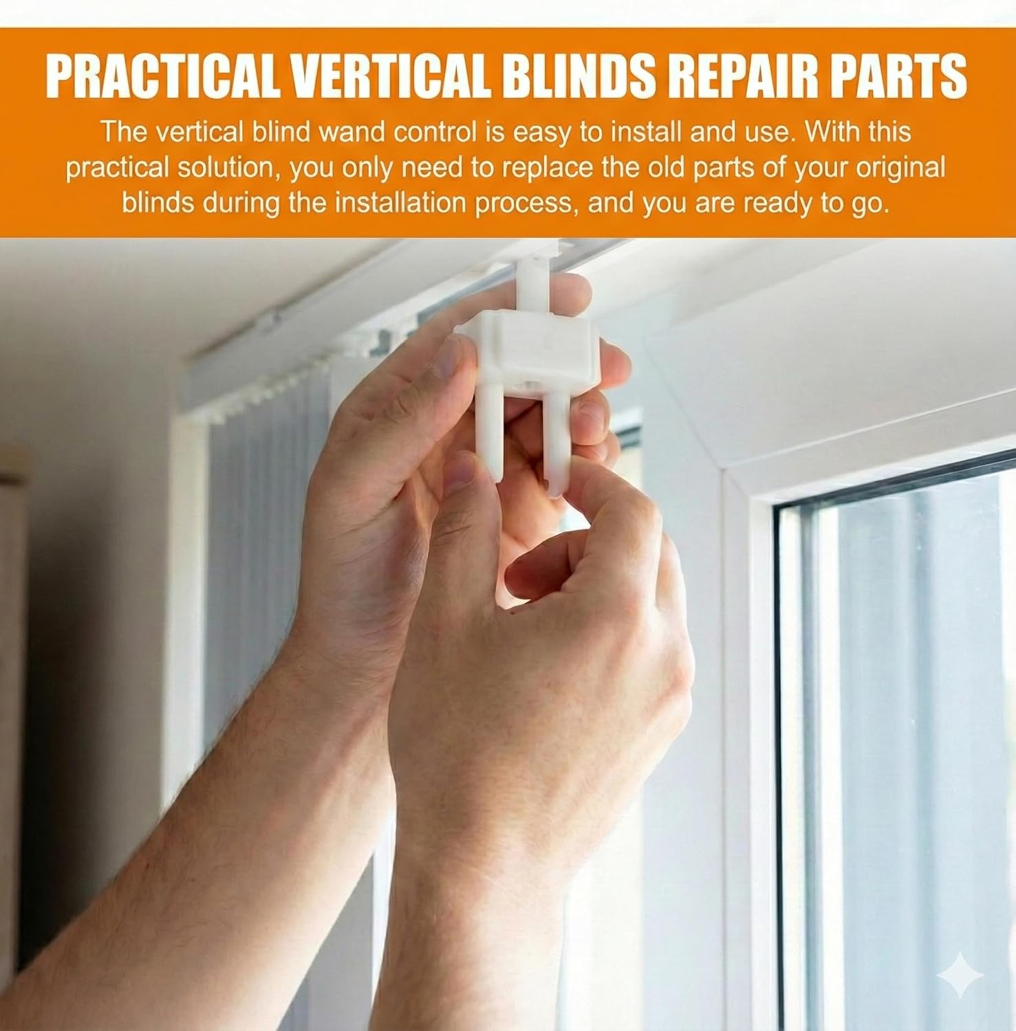 2 Pcs Universal Vertical Blinds Wand Control Replacement Rods - White Blind Opener Sticks with Integrated Hook - Capable of Tilting and Traversing for Child Safe Window Treatment Repair