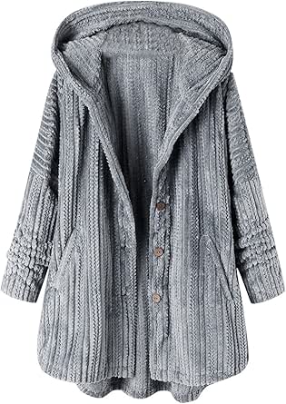 Générique Veste Polaire Femme Chaude Zippée Manteau Hiver Épais En Peluche Confortable Oversize Col Montant Fermeture à Glissière Grande Taille Teddy Chaud Manches Longues Sans Capuche (1-Blue, M