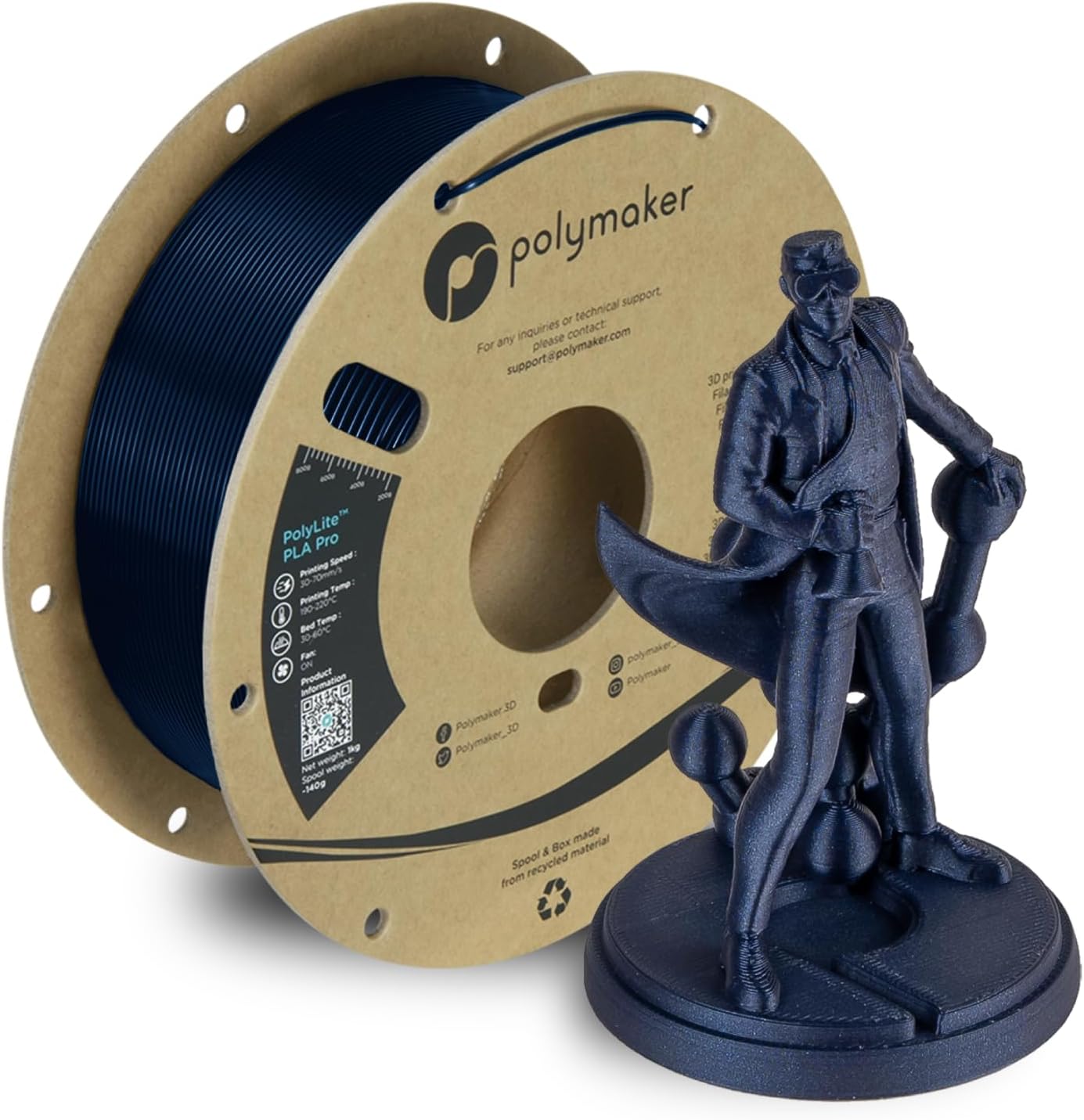 PolyLite™ PLA Pro (1.75mm, 1kg) Metallic Blue
