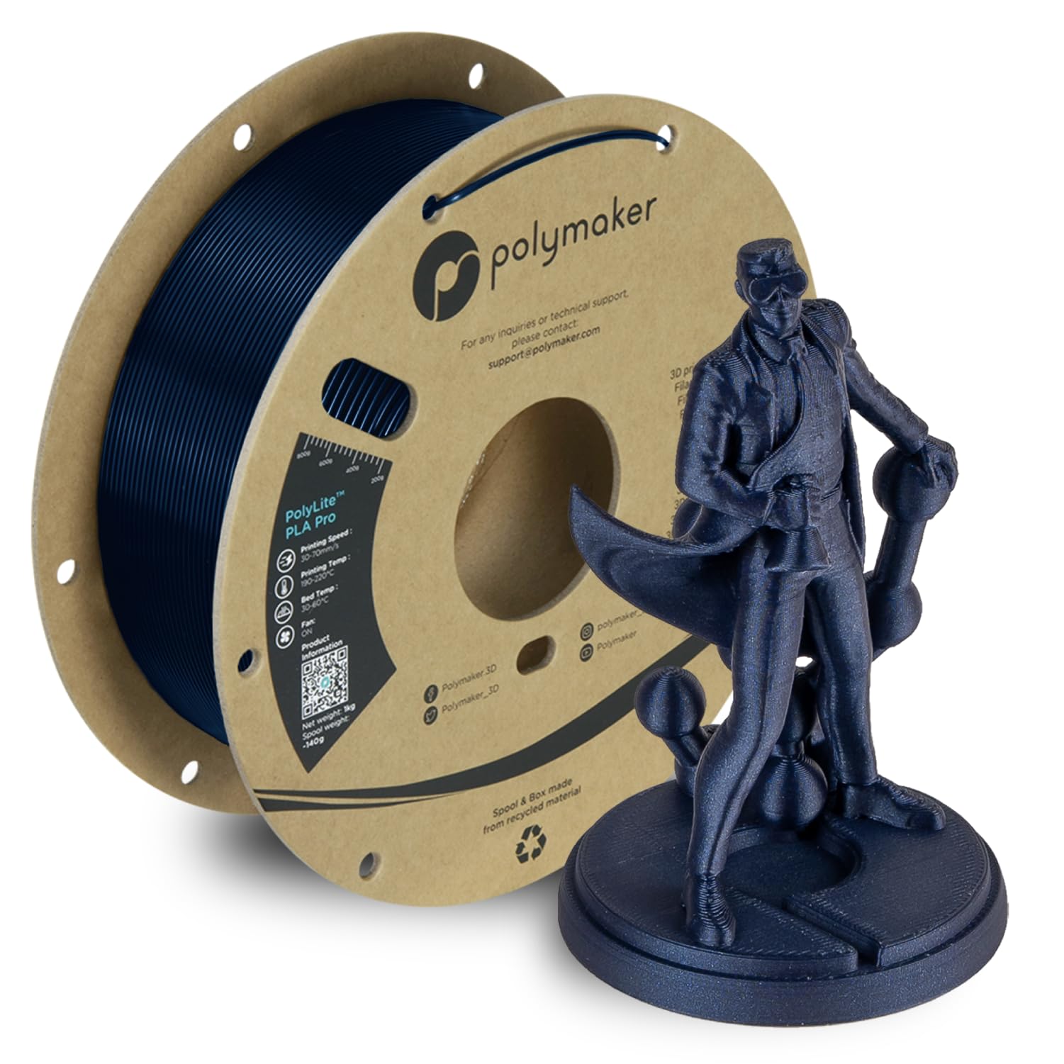 Polymaker PolyLite™ PLA Pro (1.75mm, 1kg) Metallic Blue