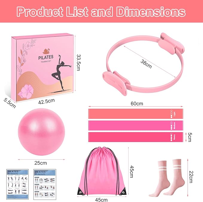 Kit Pilates con Aro, Banda y Pelota Anti-Explosión 9" - Consripie miniatura 8