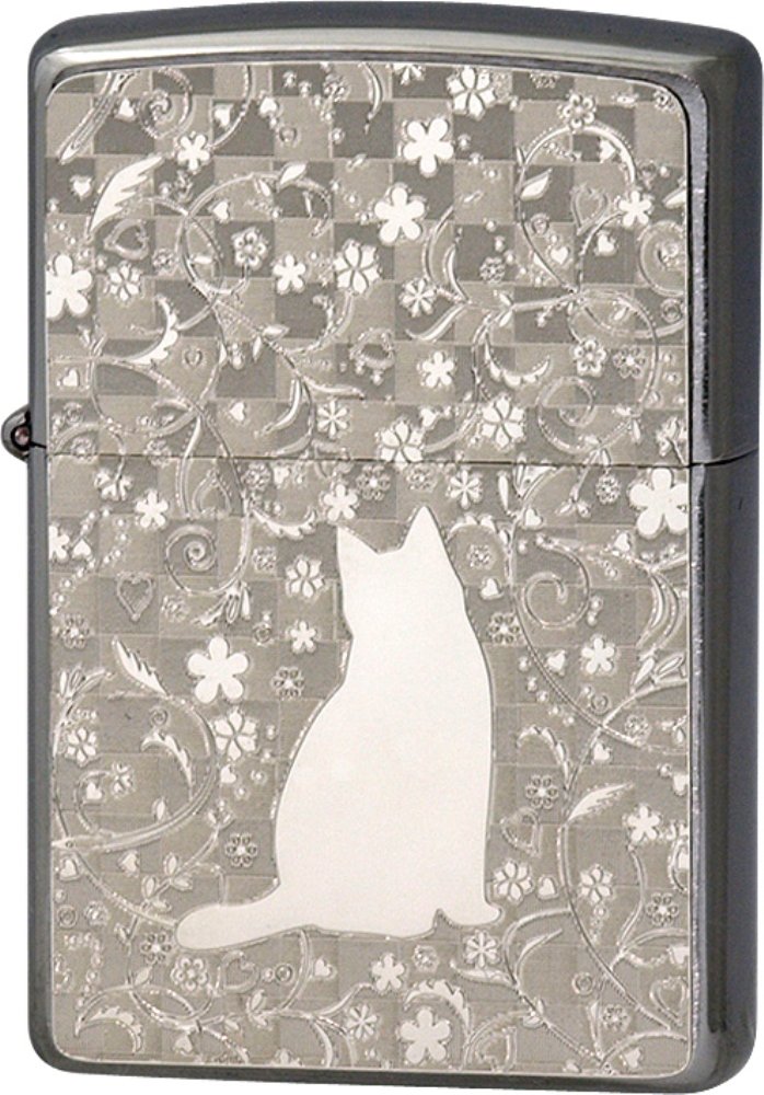Amazon.co.jp: ZIPPO(ジッポー) ライター ネコ と 花 プレート貼り 
