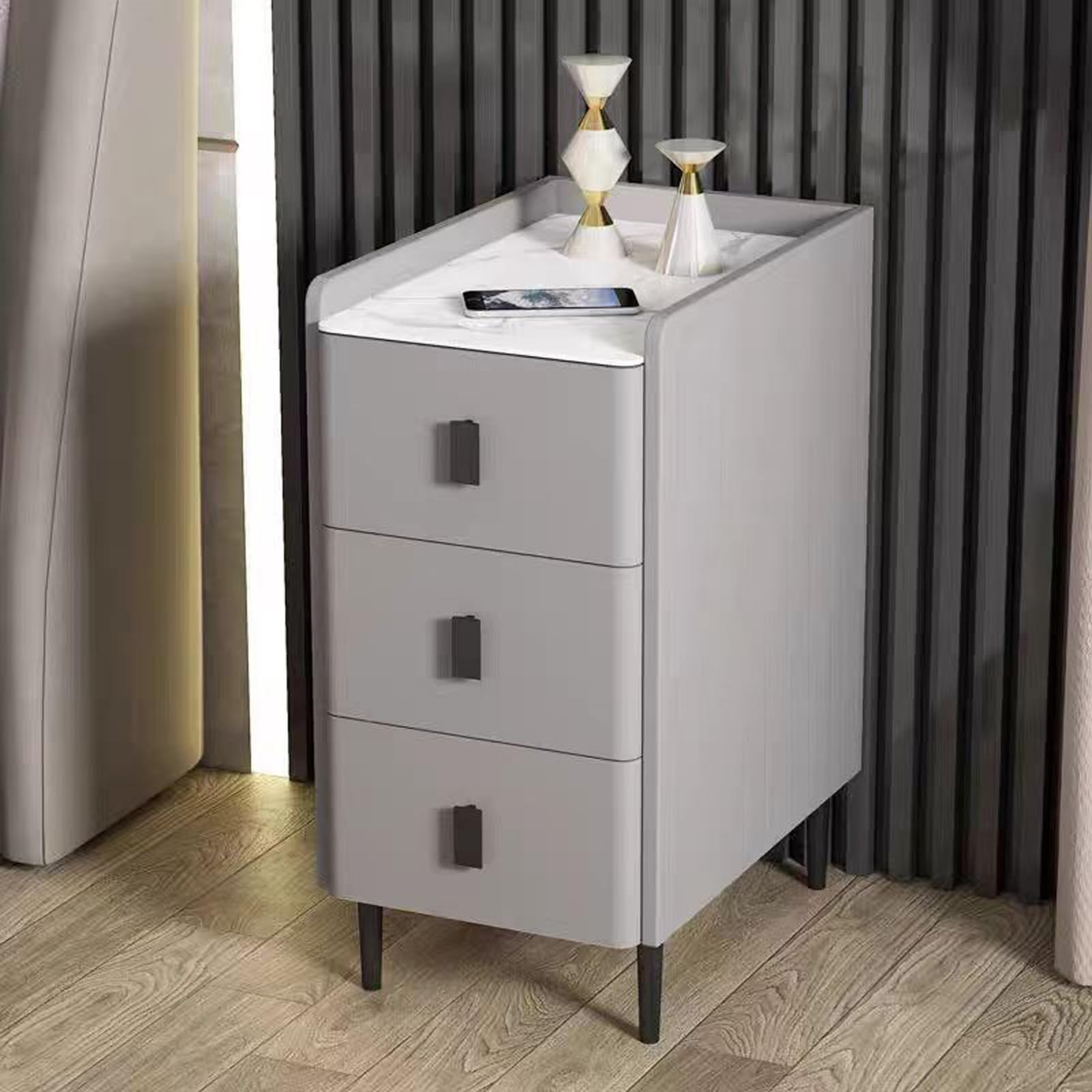Meuble de nuit pour chambre à coucher étroite équipé de 2 grands tiroirs