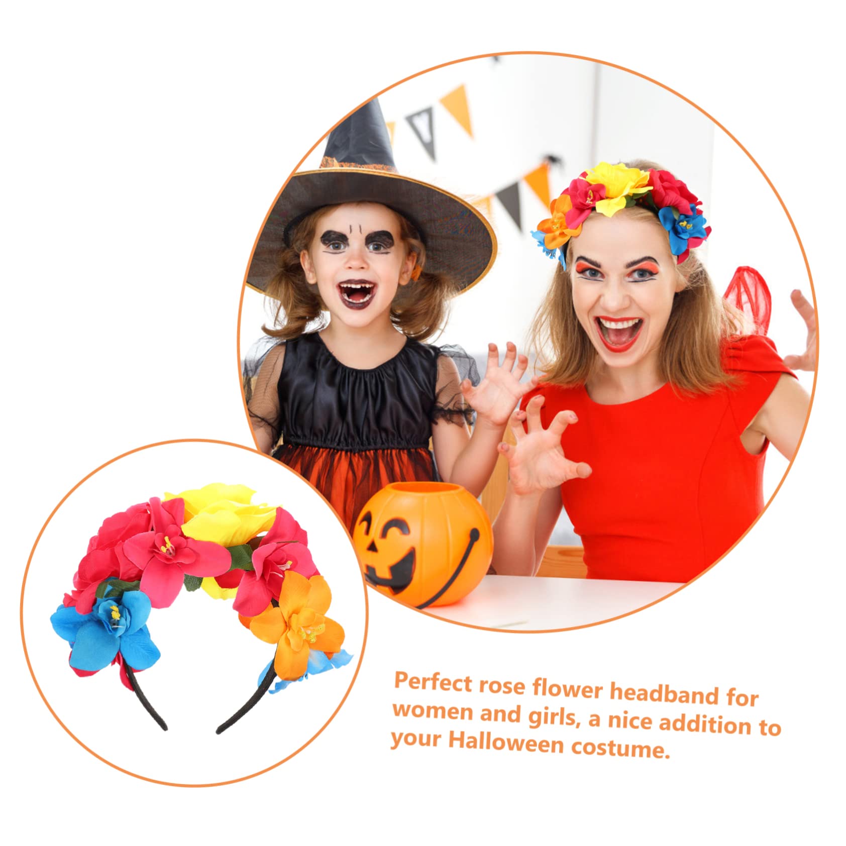 FOMIYES 5 Piezas diadema de halloween tiara de flores diadema floral para mujer pasadores de pelo broche de pelo fiesta cosplay de pelo rosa las flores horquilla guirnalda Venda