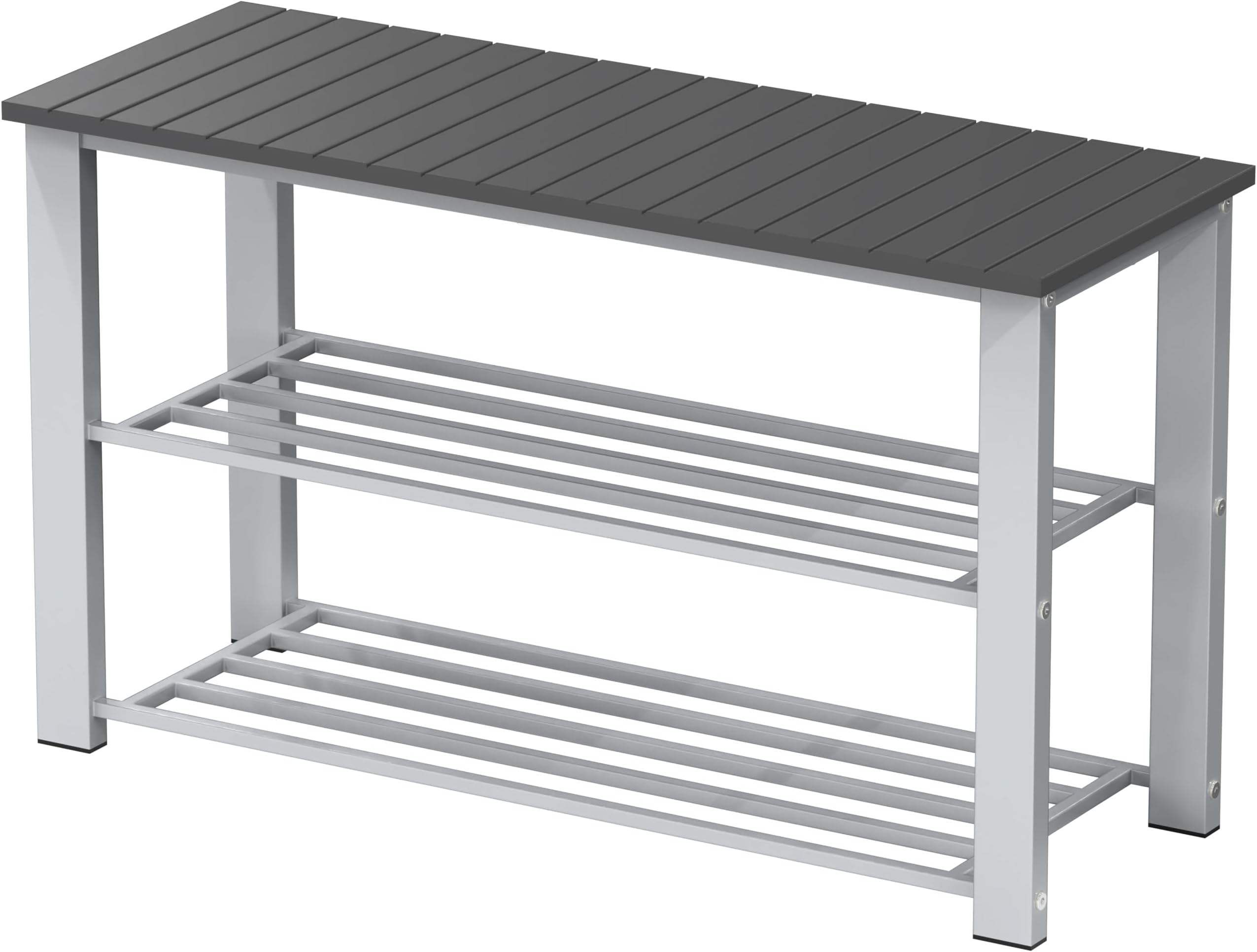 Simple Houseware Wood Top Shoe Storage Bench for Entryway, Grey