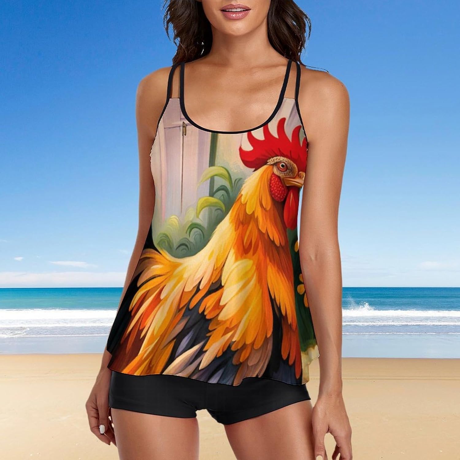 Two Piece Swimsuit for All Women, V Neckline Halter Swimming Suit Monokini