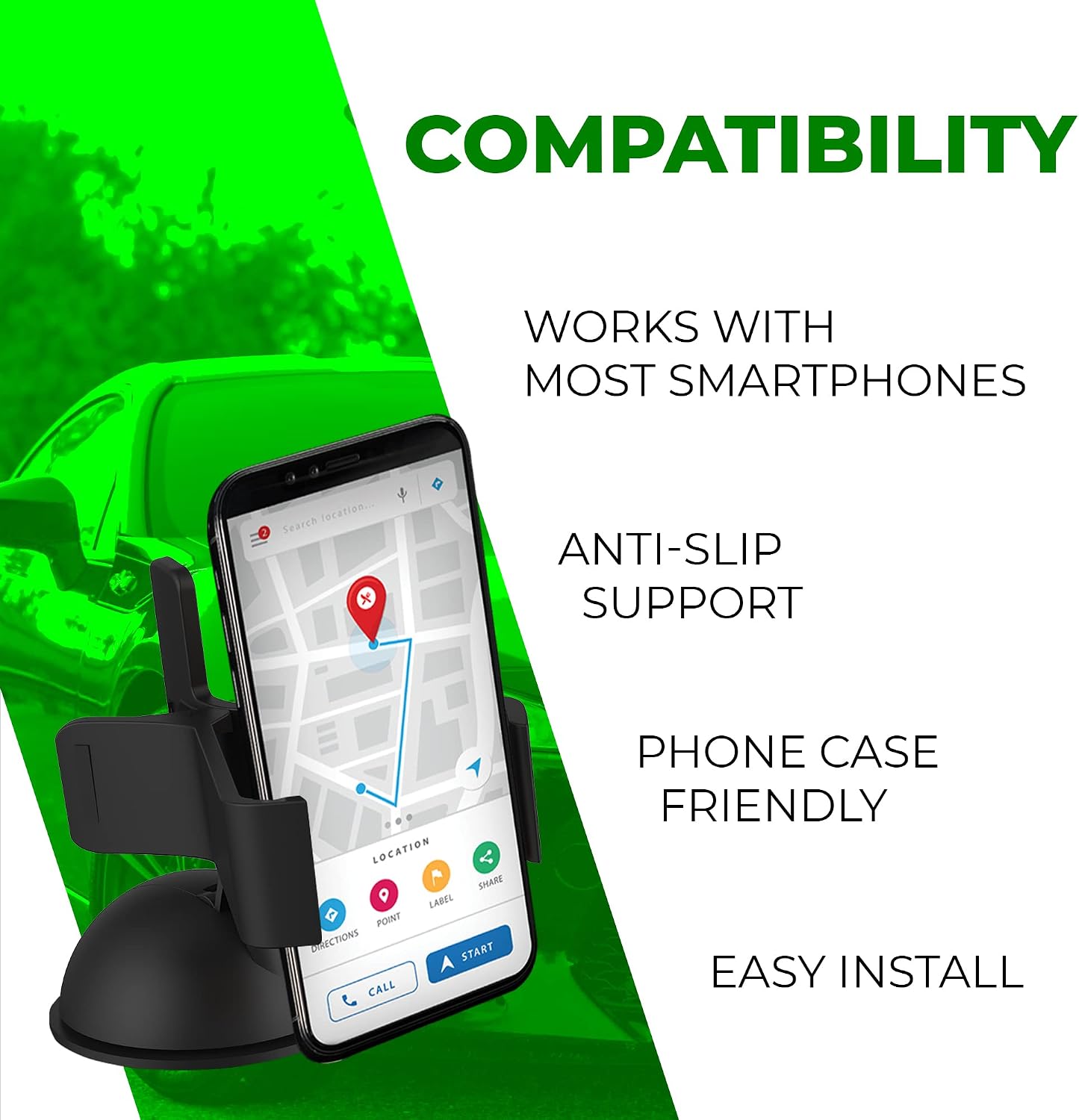 Universal Car Phone Mount, Dashboard & Windshield, Suction Cup & Clamp Arms image 2