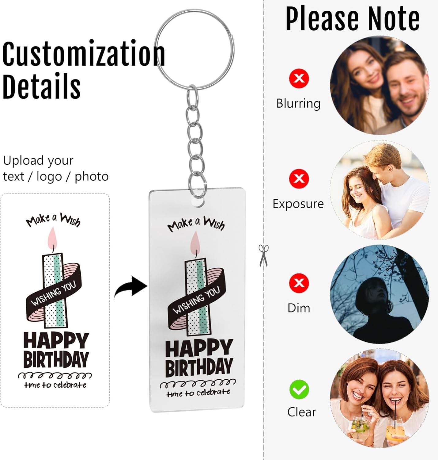 20 Custom Acrylic Keychains, Full-Color Printing with Photos, Texts & Logos, Personalized Gifts for Family & Business - Image 5