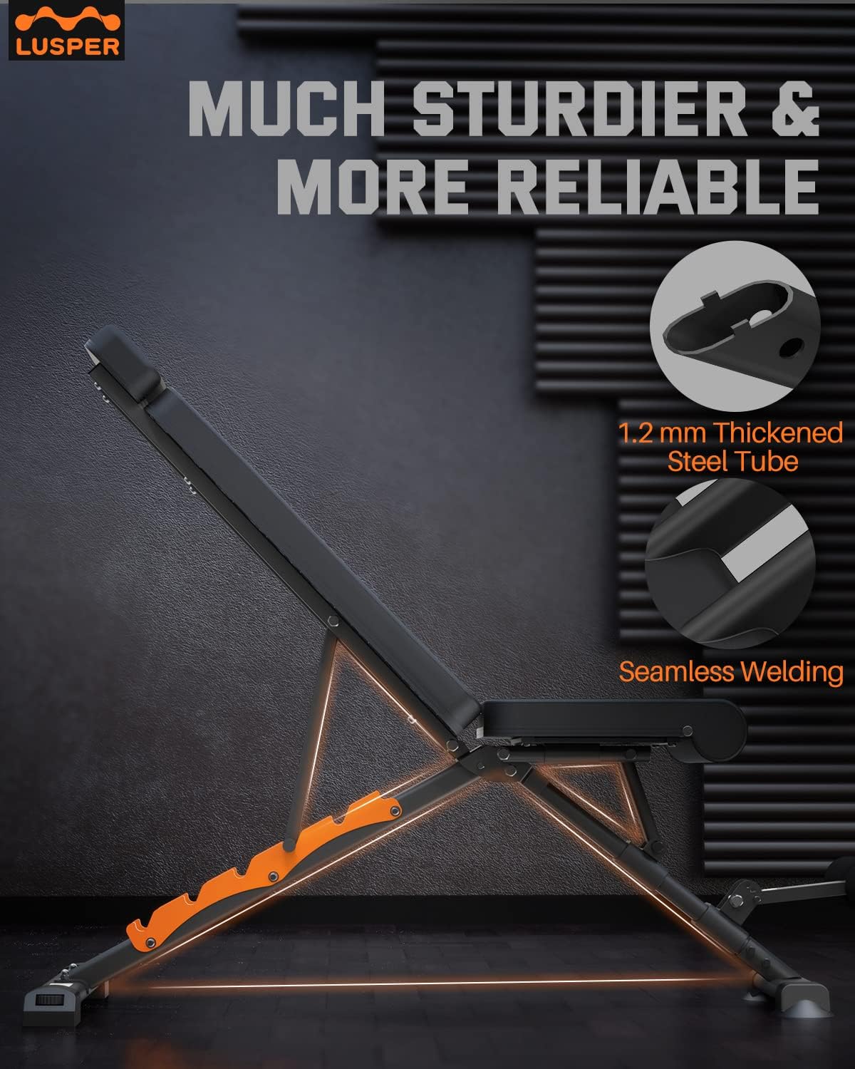 Buy Lusper ZeroGap Adjustable Weight Bench 880 LB Stable Workout