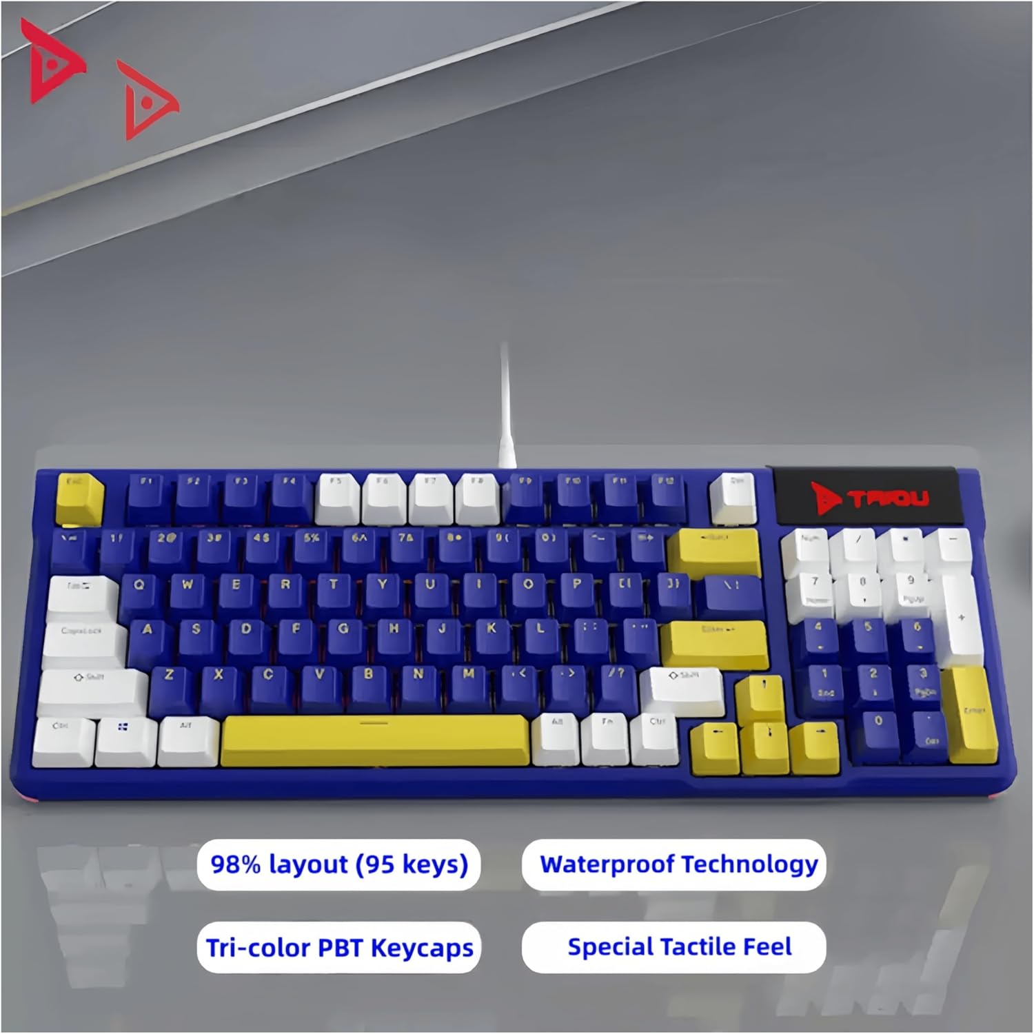 K950 RGB Mechanical Gaming Keyboard, Fade-Resistant, Gaming Switch,Blue, PBT Tri-Color Keycaps Keyboard 95-Key, Ergonomic, Adjustable Lighting Brightness and Speed, for Home/Internet Cafe