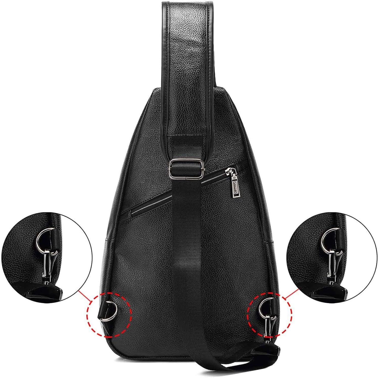 Small Sling Bag Crossbody Backpack Over the Shoulder Bag for Men Women Travel Outdoors, Lightweight Sling Chest Pack (Large, Pu leather) - Image 4