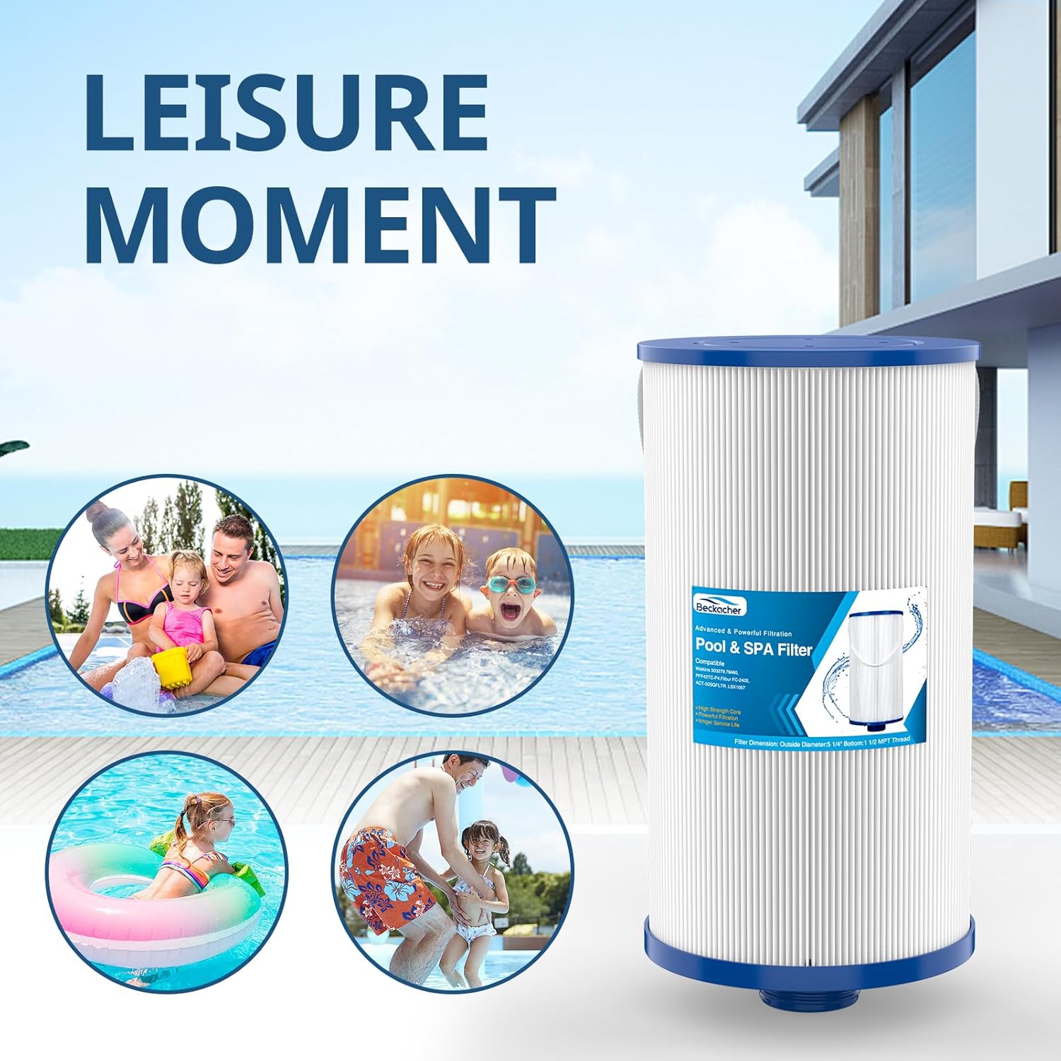 FC-2402 Hot Tub Spa Filter, Compatible with Watkins 303279, PFF42TC-P4, 78460, FC-2402, Lifesmart, Freeflow, AquaTerra, Hydromaster, Grandmaster, Simplicity, Bermuda Hot Tub Filters, 2 Pack - Image 7