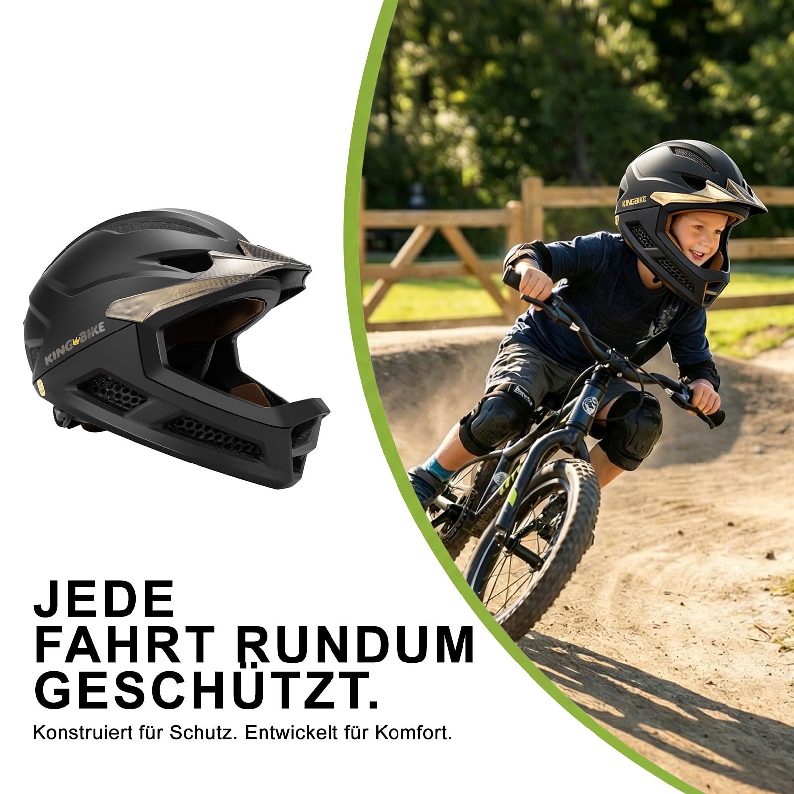 Casque de vélo intégral pour enfant à partir de 3 à 5 à 8 ans, protection intégrale pour vélo, scooter et sport pour garçons et filles