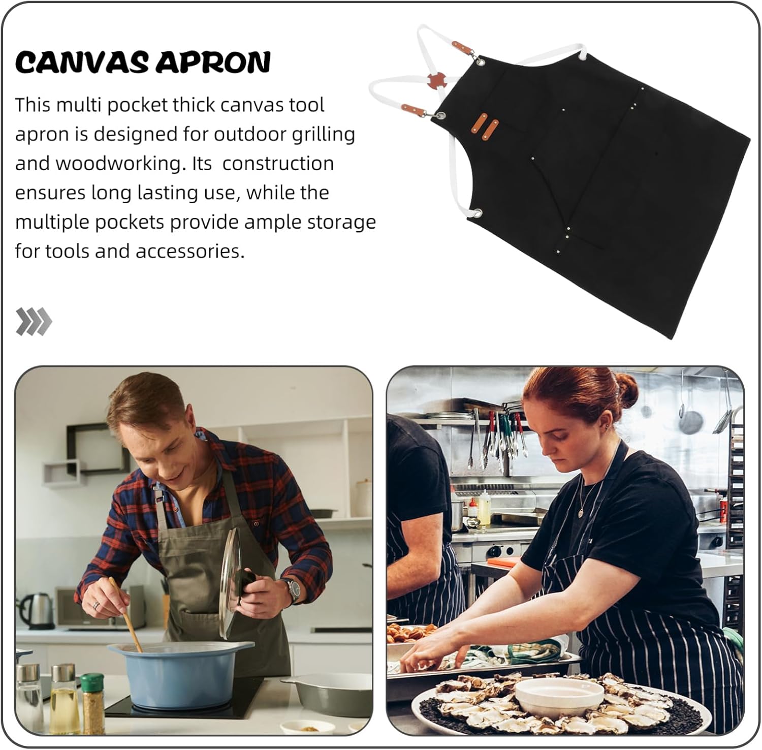 Heavy Duty Canvas Tool Apron Multiple Pockets for Bbq and Woodworking Stylish Utility Apron for Men Functional Protective Gear for Outdoor Activities