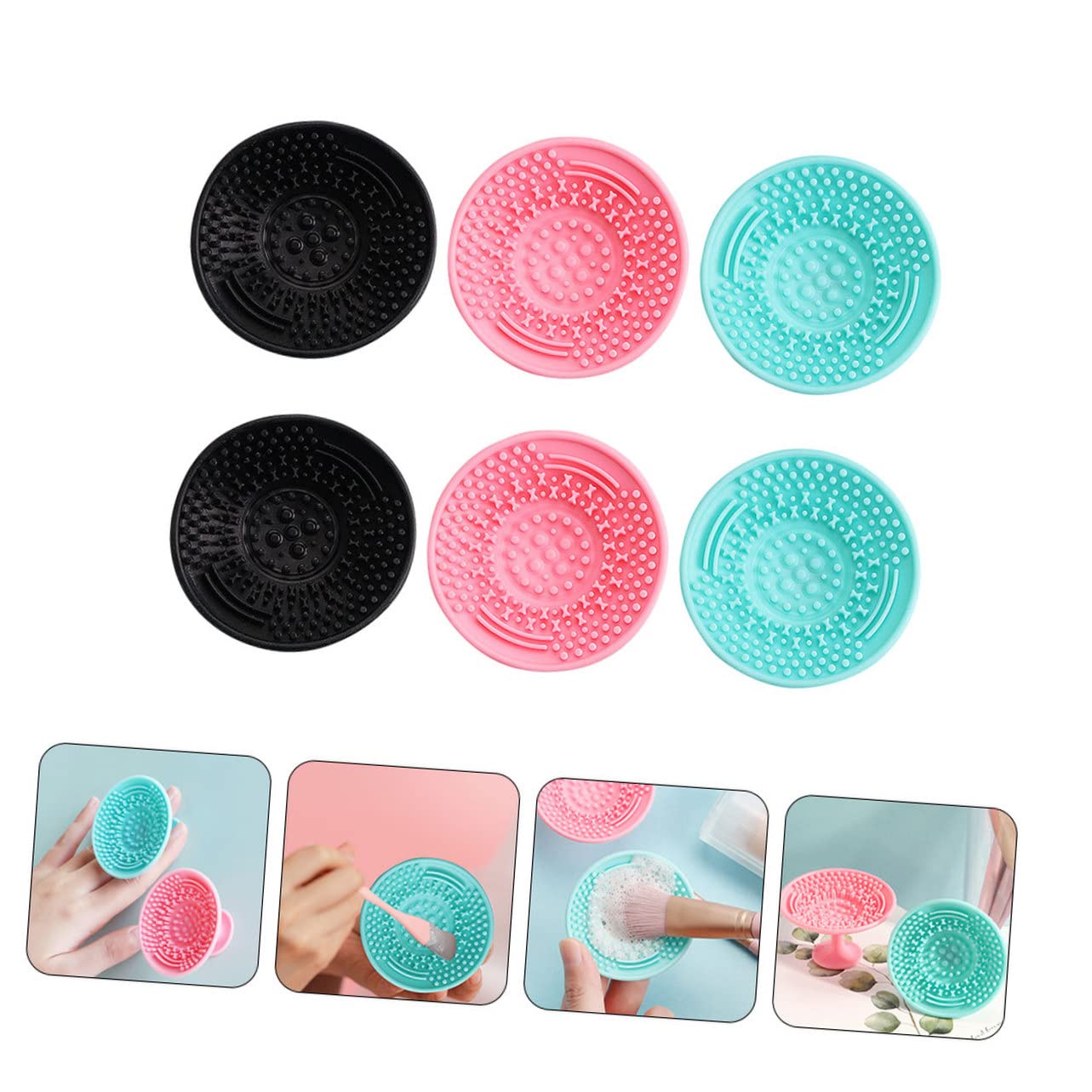 FRCOLOR 24pezzi Tappetini Silicone Per Pulizia Pennelli Trucco Strumento Maneggevole Per Lavare Accessori Cosmetici Per Ombretti e Sopracciglia