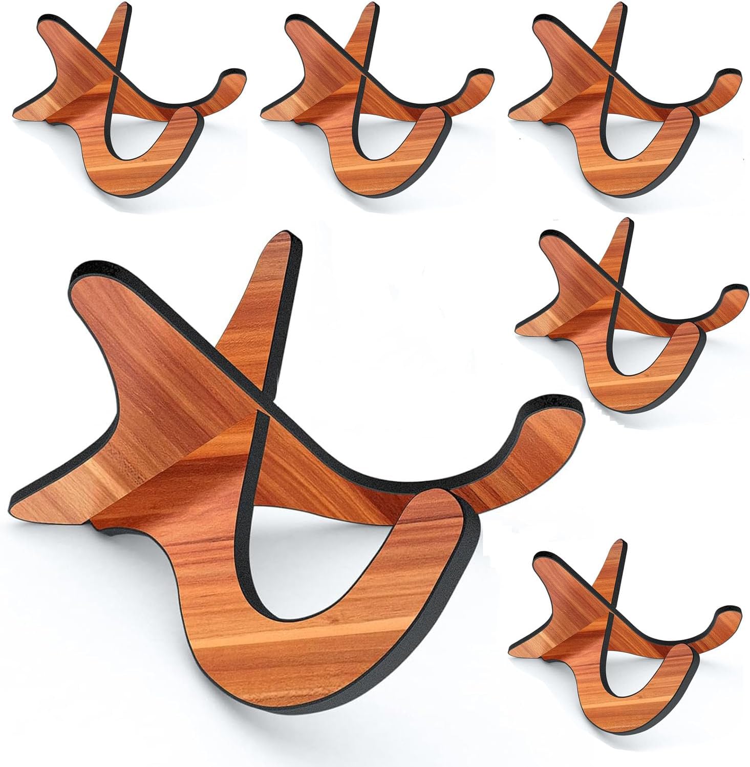 LALAOKS 6Pair Wooden Ukulele Stand Violin Mandolin Folding Portable Stand Sapele