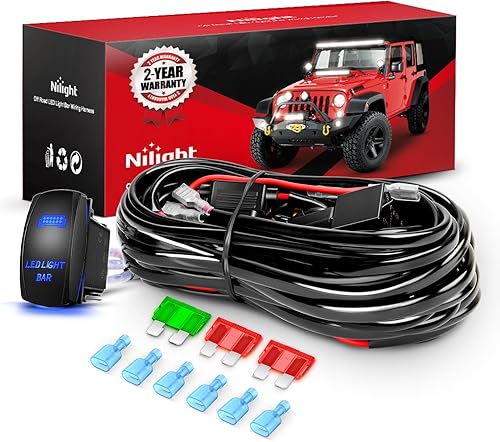 Miniatura 23 de Nilight Kit de arnés de cableado de barra de luz LED, 12 AWG, resistente, 12 V, 5 pines, interruptor basculante de encendido y apagado láser