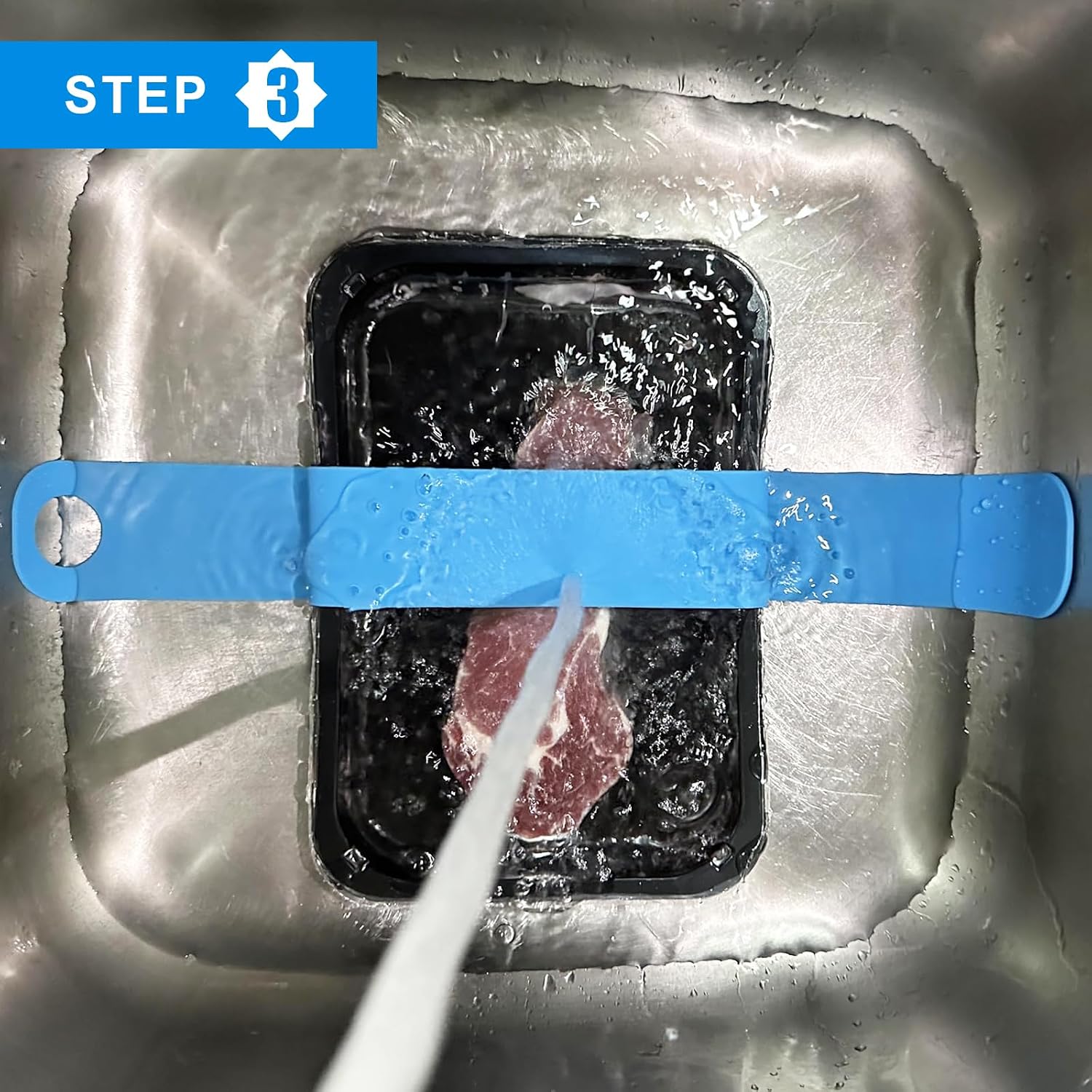 18-Inch Silicone Thaw Belt for Sink, Strong Suction Defrosting Strap Holds Meat & Seafood Underwater, Faster Thawing Without Heating, Kitchen Gadget