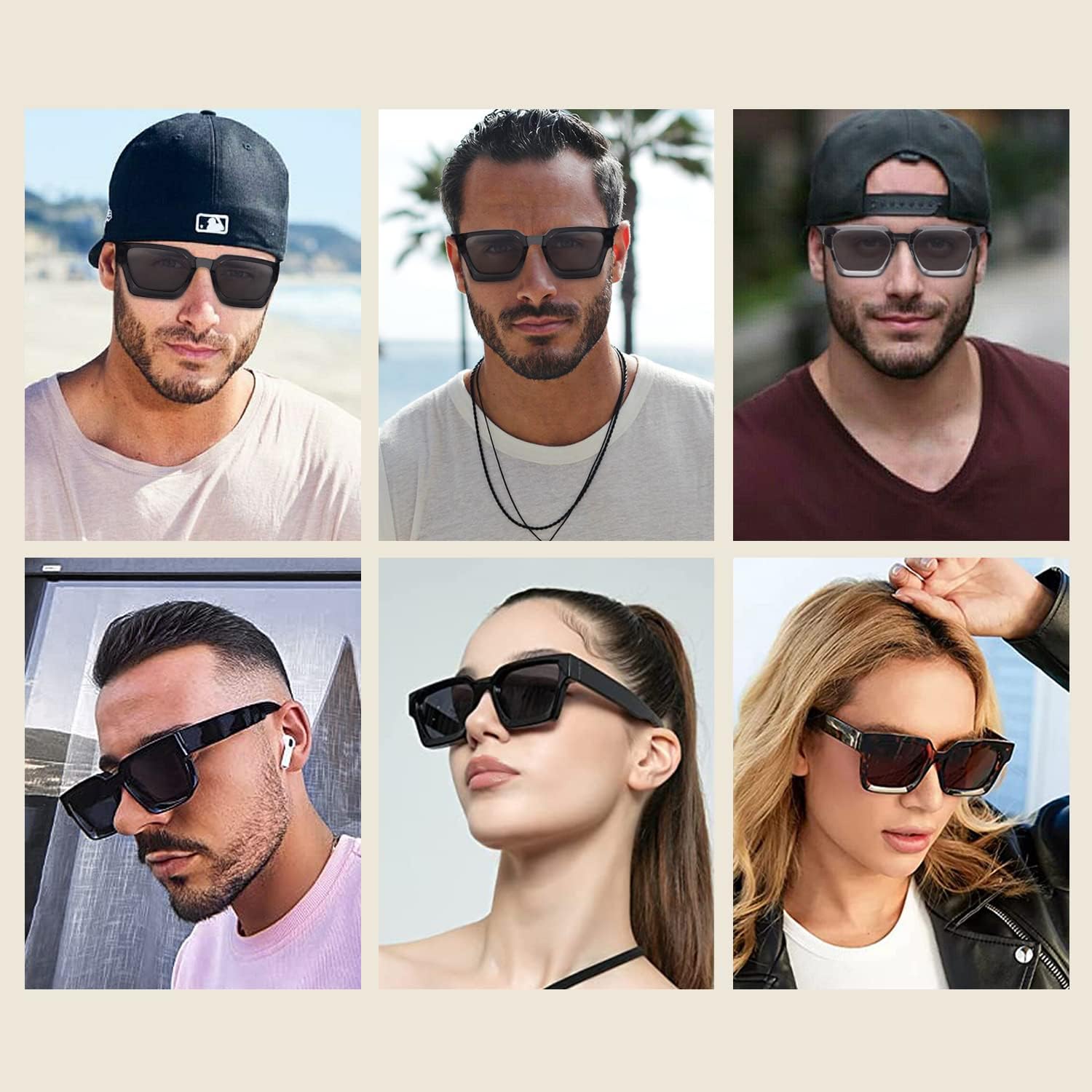 Vista 2 de Grandpasglasses shop Square Retro Polarized Sunglasses Men Women Trendy Shades UV400 Protection