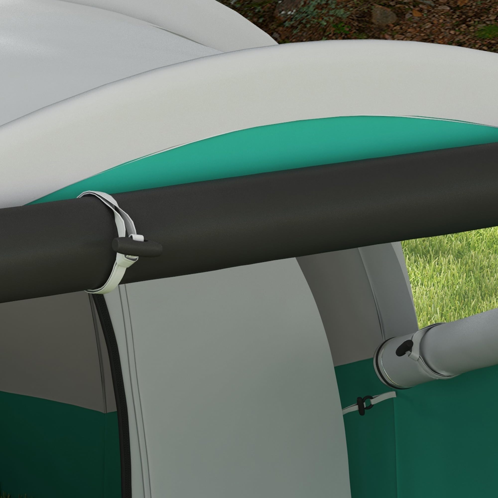 Outsunny Tenda da Campeggio 2-4 Persone Impermeabile con Stanza Separata, Tenda a Tunnel Familiare con Borsa di Trasporto, 460x260x190 cm, Verde