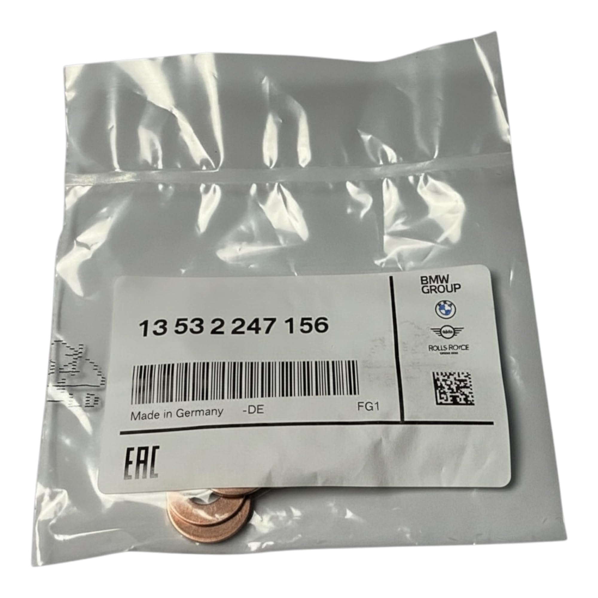 BMW Orignal anillo obturador OEM 13532247156 para Serie 1, 2, 3, 4, 5, 6, 7, 8, X1, X2, X3, X4, X5, X6, X7 Modelos compatibles: E81, E82, E87, E88, F20, F21, F40, F22, F23, F44, F45, F46,(4 UNIDADES)