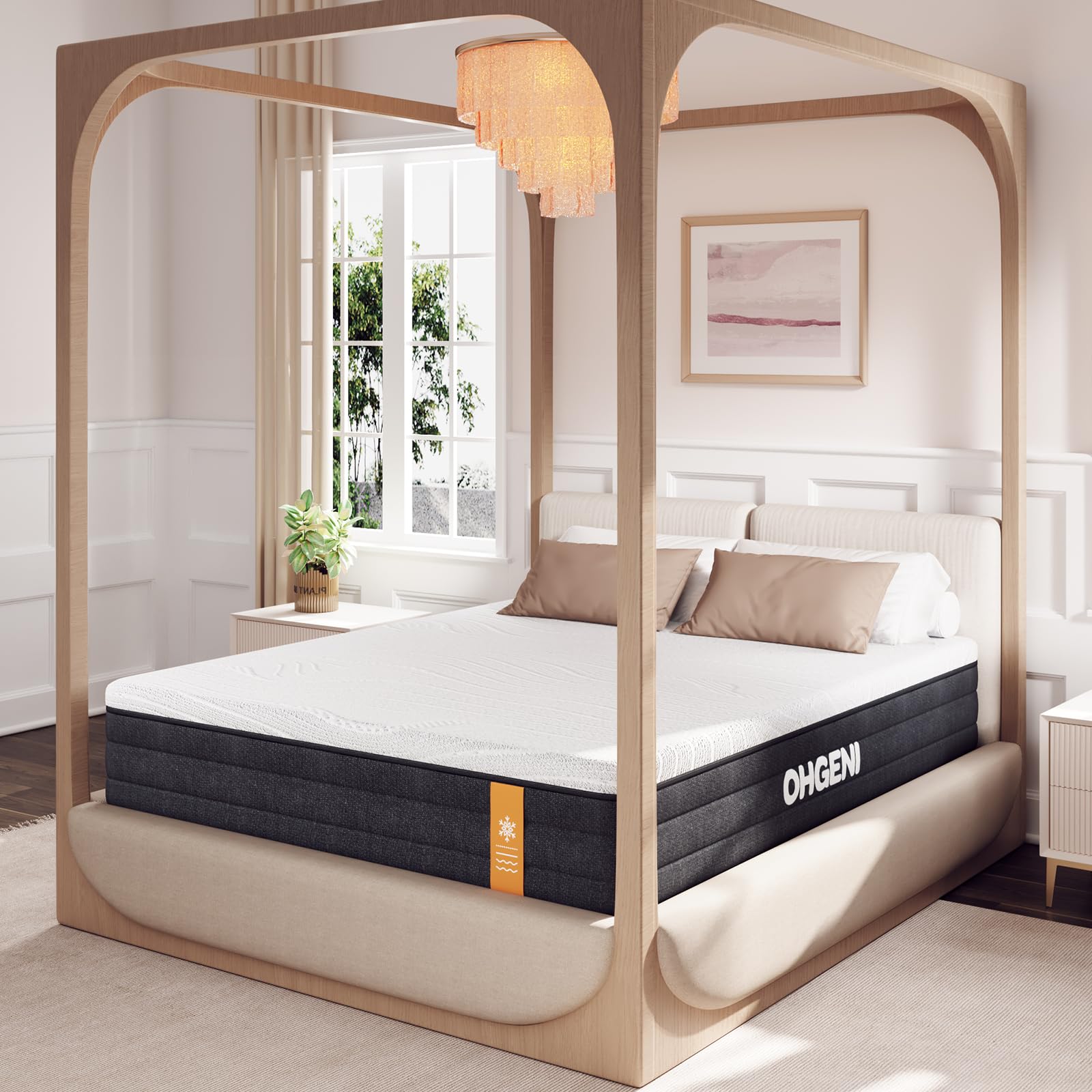 OhGeni 10 Inch Twin Size Mattress, Cooling Gel Memory Foam, Single Bed Mattresses in a Box, Cool Surface Touch, Medium，Ergonomic Support & Pressure Relief, CertiPUR-US Certified Foam, Designed in USA