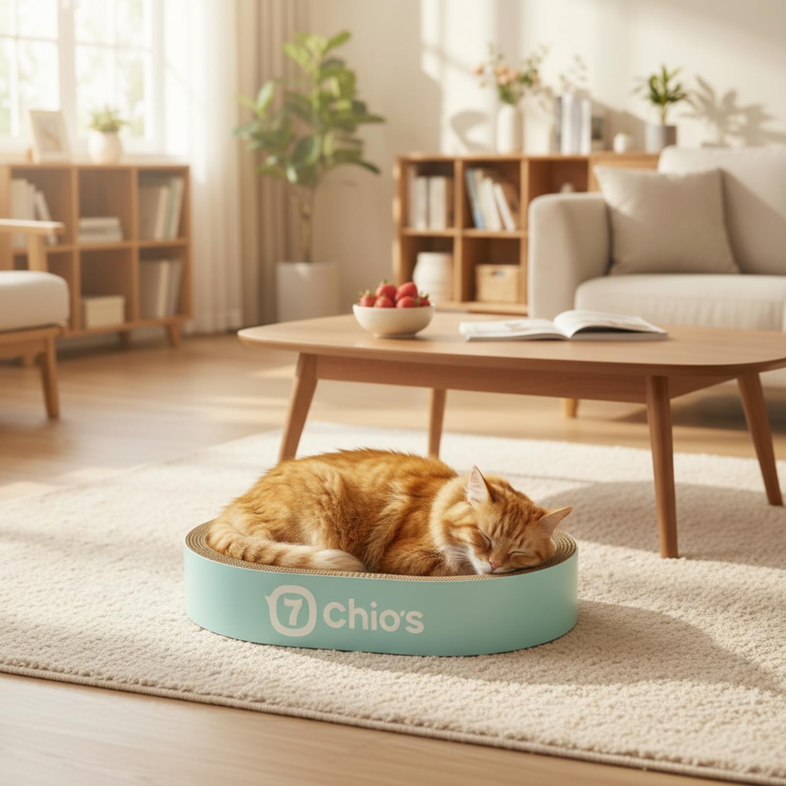 Lit-Griffoir avec Herbe à Chat Résistant Griffoir avec Herbe à Chat Haute nsité Jouet pour Chats, Intérieur, Salon, 45 9cm, 圆形大号