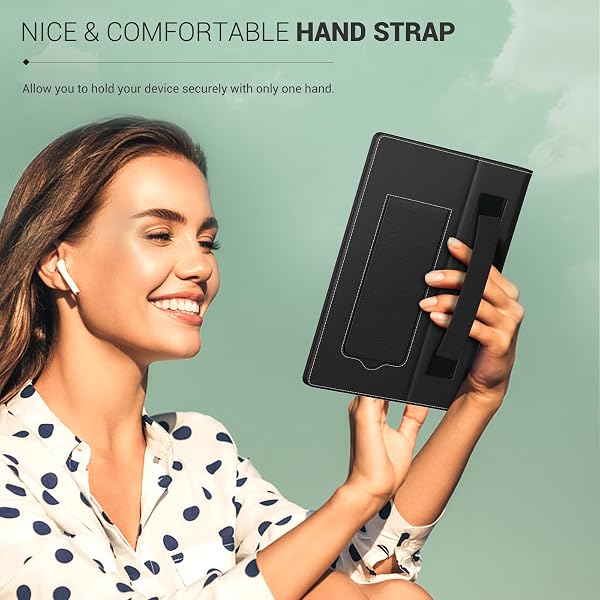 MoKo Universal Case for 6", 6.8", 7" Kindle eReaders - Kindle/Kobo/Voyaga/Lenovo/Sony E-Book Reader, Lightweight PU Leather Folio Shell Cover Case, with Hand Strap/Kickstand, Black - 5